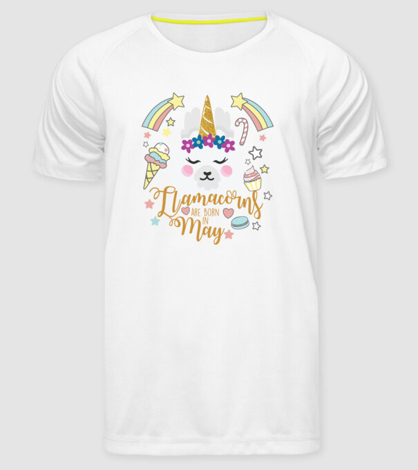 Llamacorns are born in May model alb pe tricou