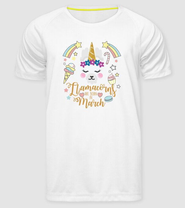 Llamacorns are born in March model alb pe tricou