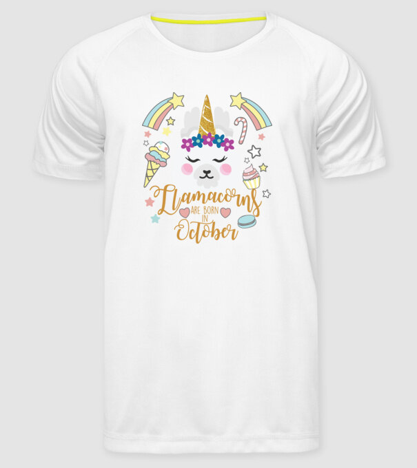 Llamacorns are born in October model alb pe tricou