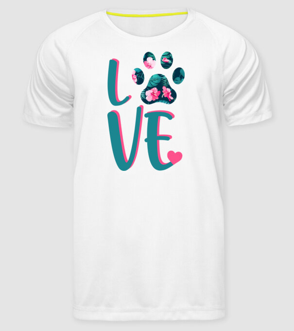 LOVE CÂINI model alb pe tricou