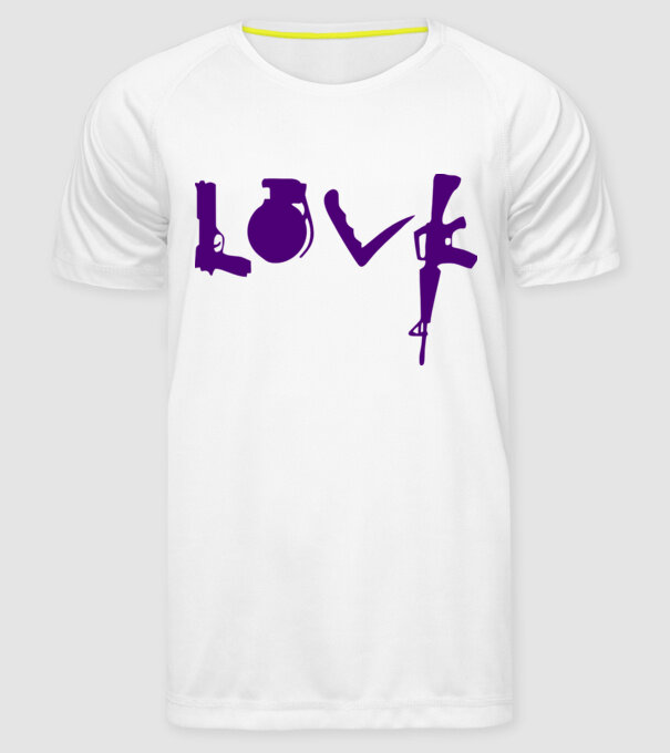 Lovegun model alb pe tricou