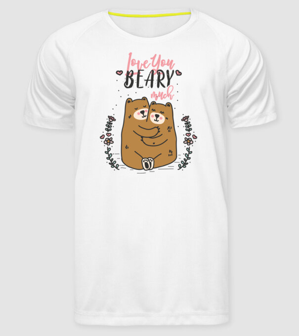 LoveU BEARY much model alb pe tricou