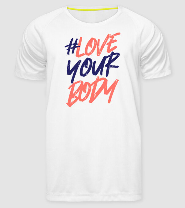 #loveyourbody model alb pe tricou