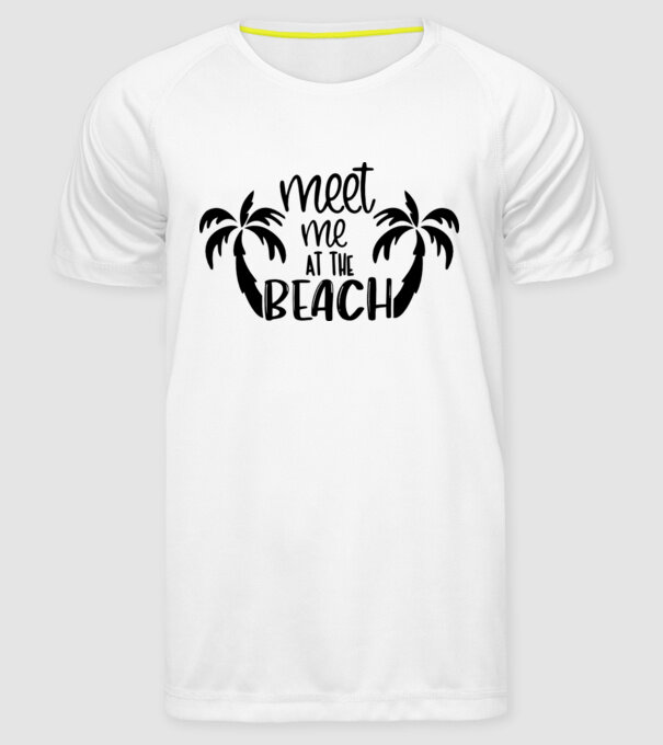 Meet me at the beach model alb pe tricou