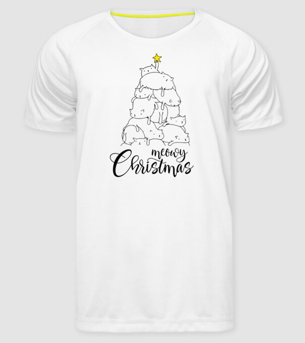 Meowy Christmas model alb pe tricou
