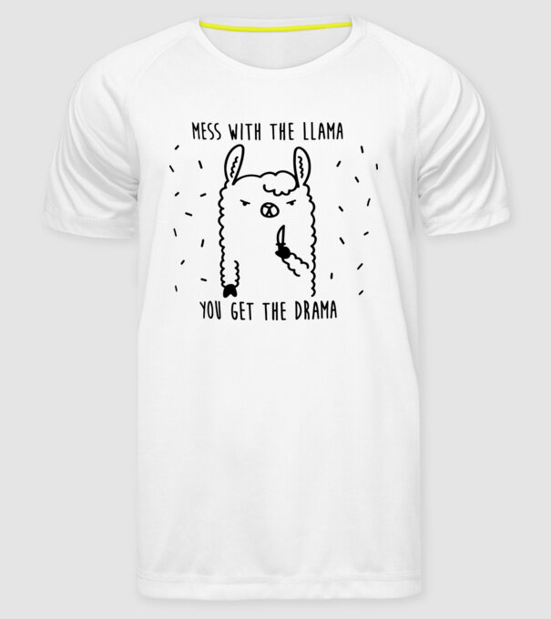 Mess with the lama model alb pe tricou