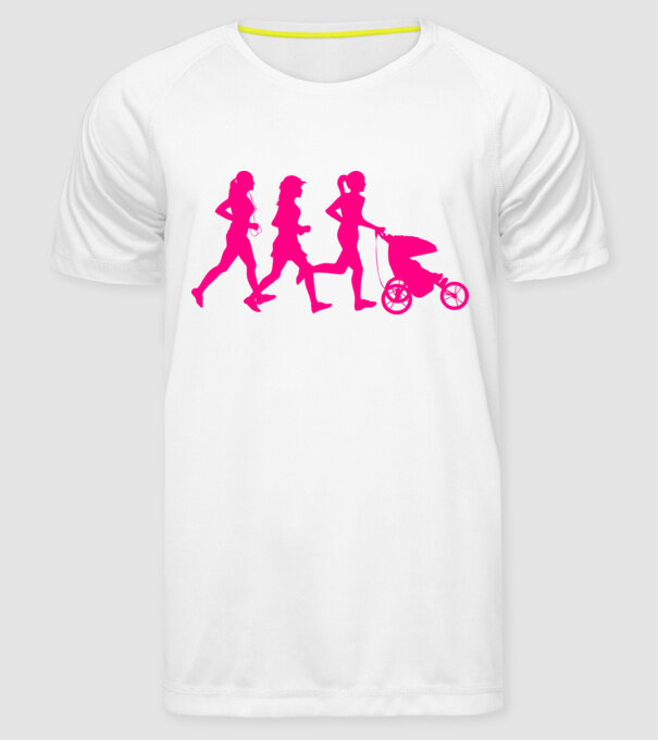 Running Mom model alb pe tricou