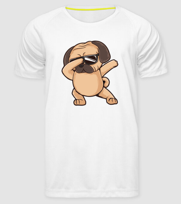 Mops DAB model alb pe tricou