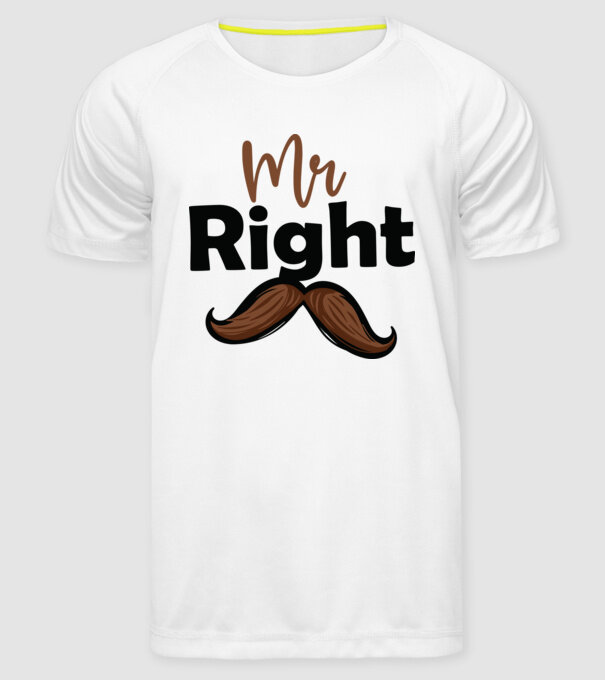 Mr right model alb pe tricou