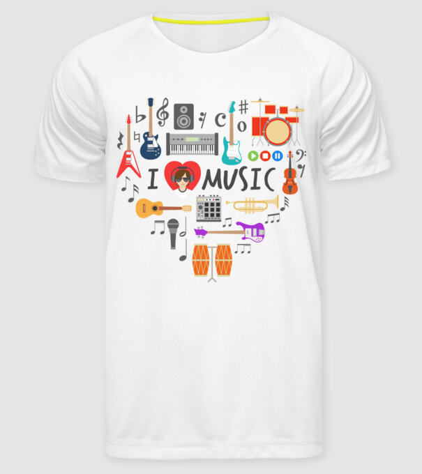 music heart model alb pe tricou