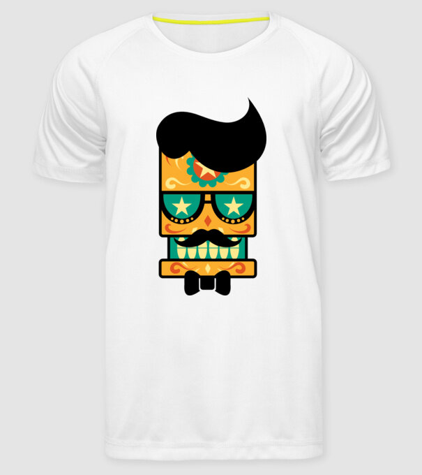 Mustache model alb pe tricou