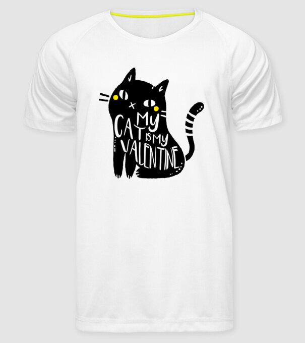 My cat is my valentine model alb pe tricou