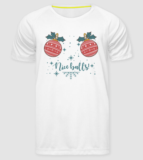 Nice Balls model alb pe tricou