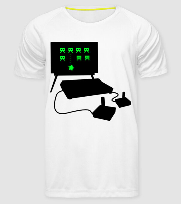 Oldschool Gamer model alb pe tricou
