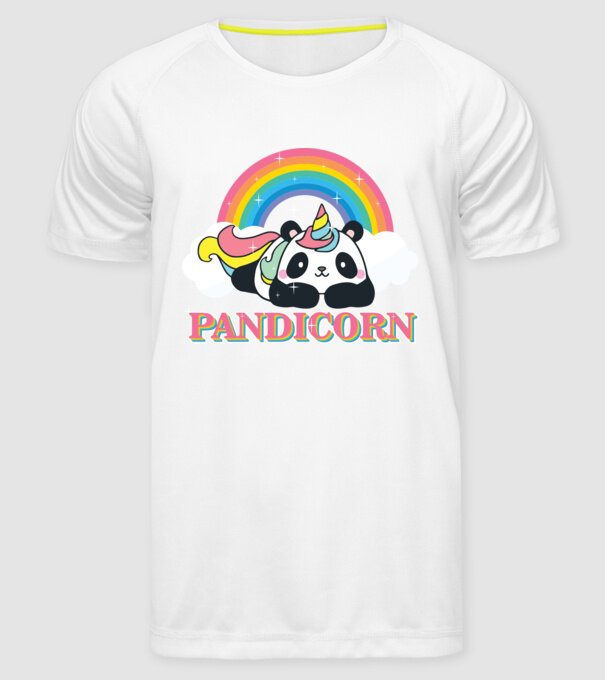 PANDICORN model alb pe tricou