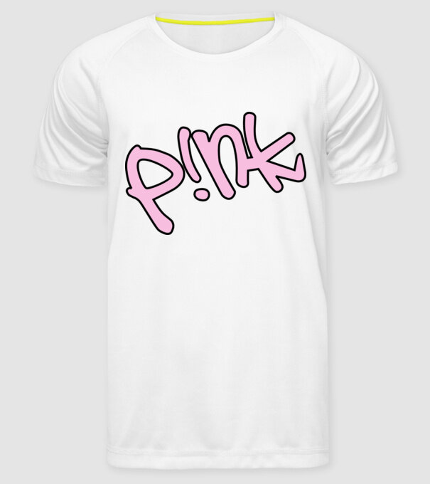 PINK model alb pe tricou