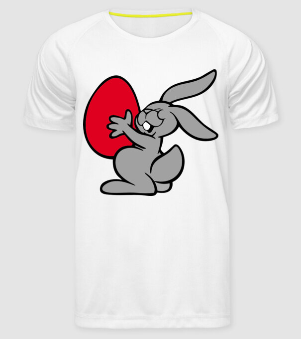 Ou roșu și iepure model alb pe tricou