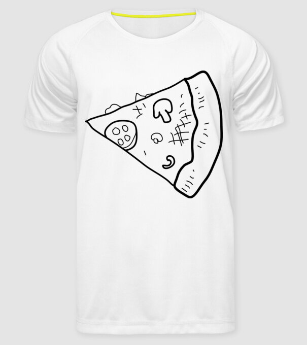 Felie de pizza (parte tricou pereche) model alb pe tricou