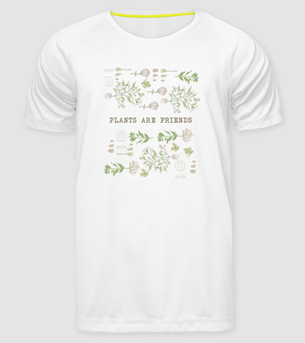 Plants are friends model alb pe tricou