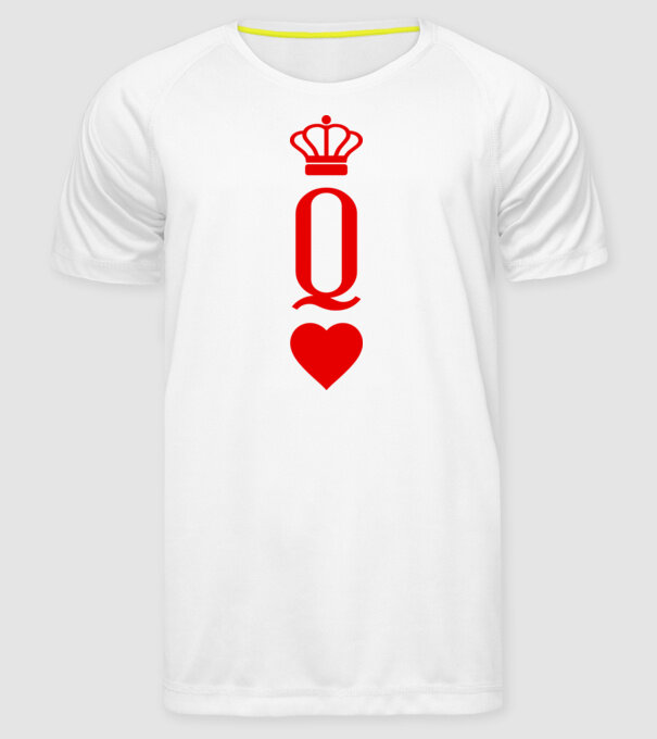 Playin gcards Queen of hearts model alb pe tricou