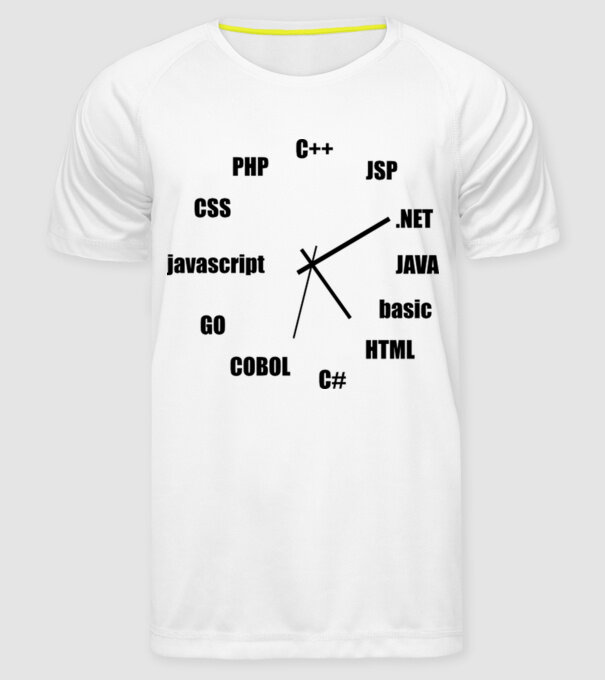 Programmer clock model alb pe tricou