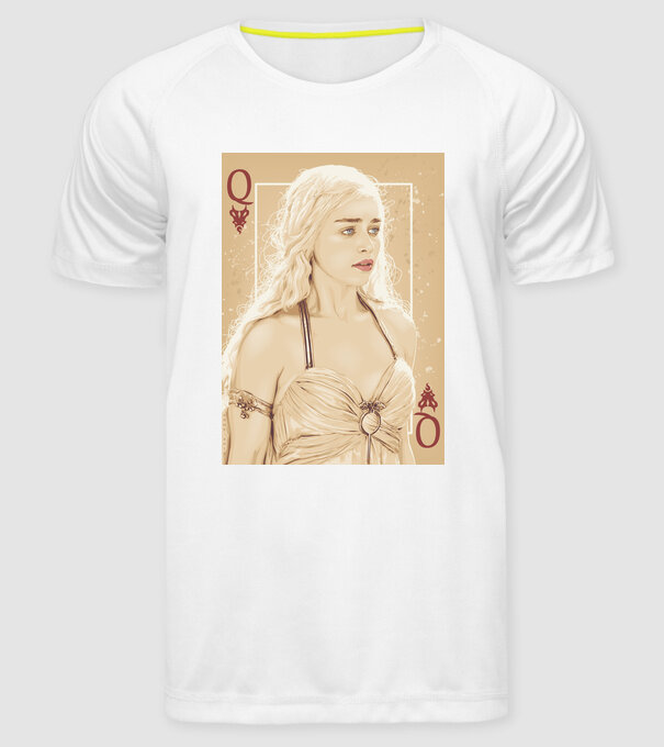 Queen Card model alb pe tricou