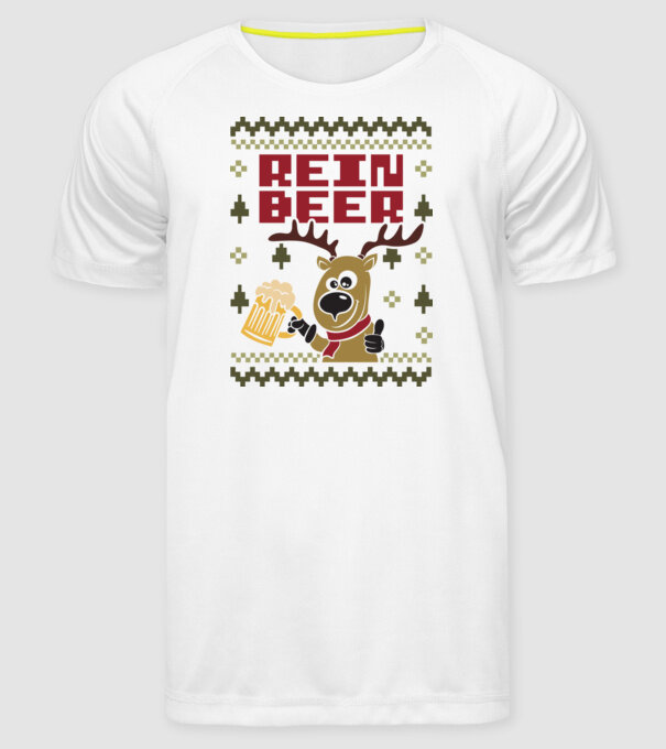 Reinbeer ugly sweater model alb pe tricou