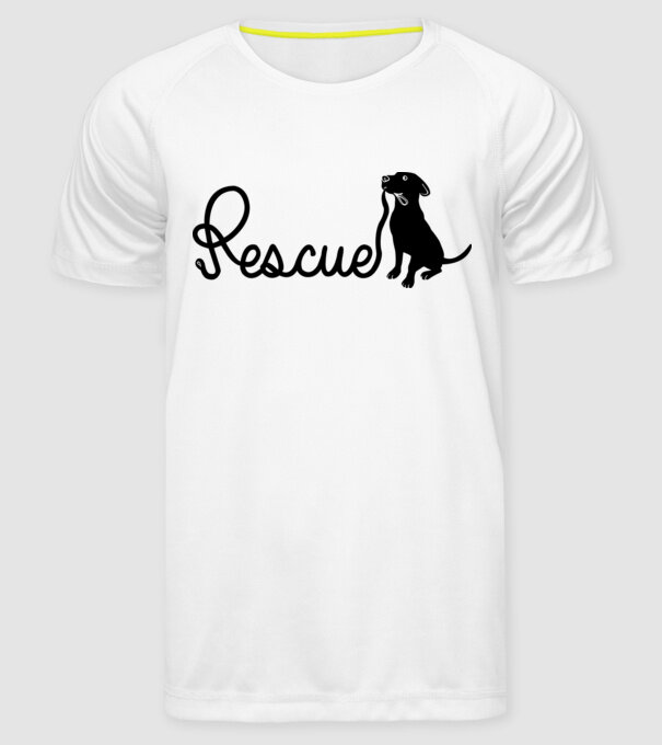 Rescue dog model alb pe tricou