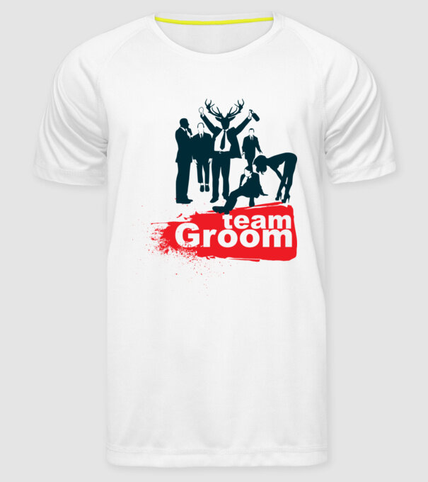 Reservoir Groom Team model alb pe tricou