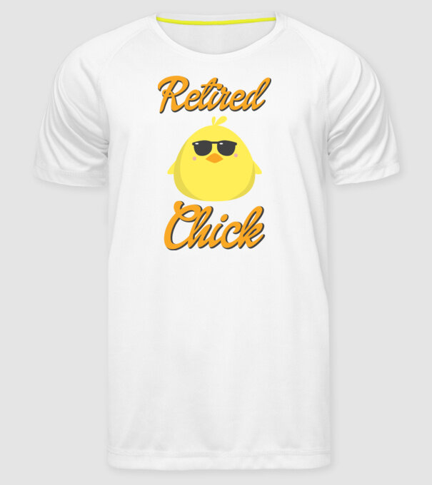 Retired chick model alb pe tricou