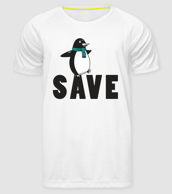 Save penguin model alb pe tricou