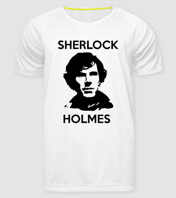 Sherlock model alb pe tricou