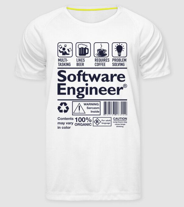 Software Engineer model alb pe tricou