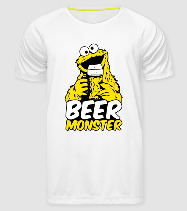 Monstru bere model alb pe tricou