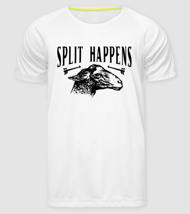 Split happens model alb pe tricou