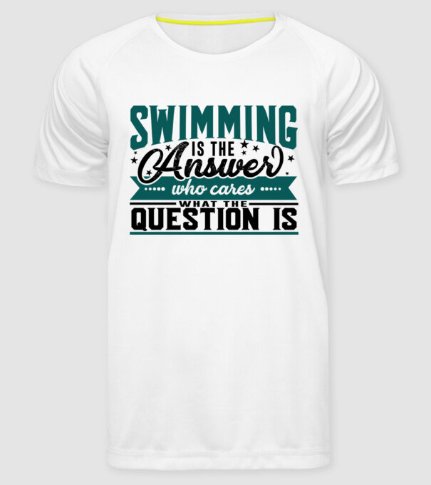 Sport is the answer ÎNOTĂTOR model alb pe tricou