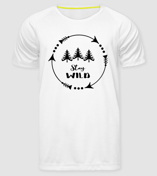 Stay wild arrows circle model alb pe tricou