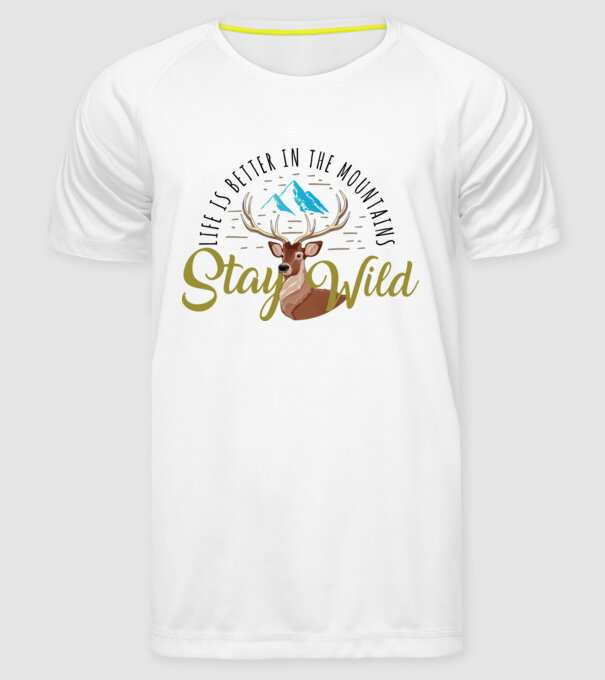 Stay wild Cerb model alb pe tricou