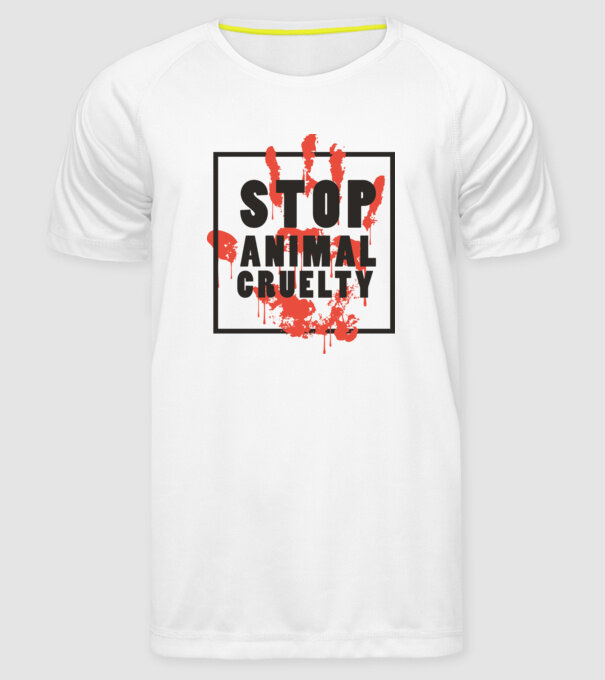 Stop animal cruelty model alb pe tricou