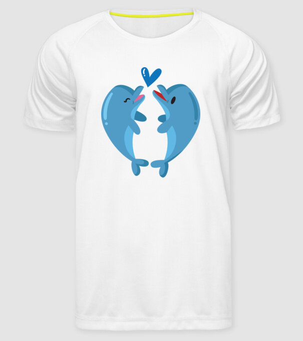 DELFINI ÎNDRĂGOSTIȚI model alb pe tricou