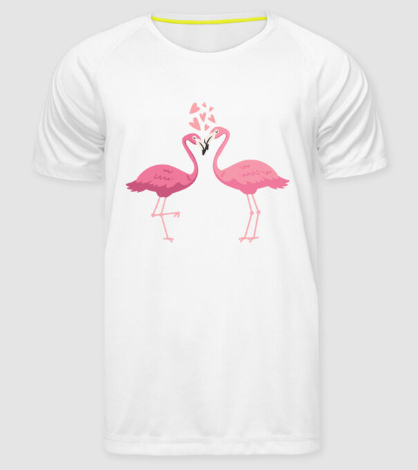 FLAMINGO ÎNDRĂGOSTIȚI model alb pe tricou