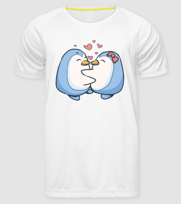 PINGUIN ÎNDRĂGOSTIT 3 model alb pe tricou