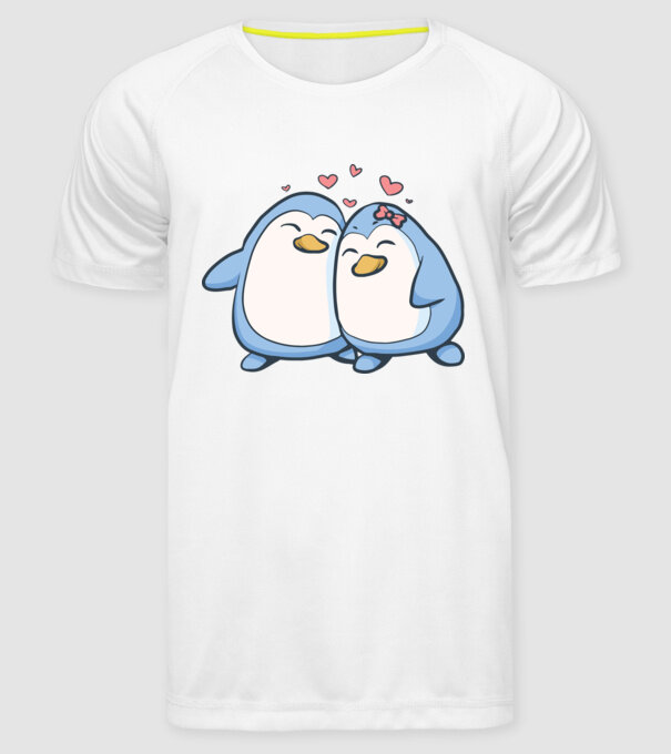 PINGUIN ÎNDRĂGOSTIT model alb pe tricou