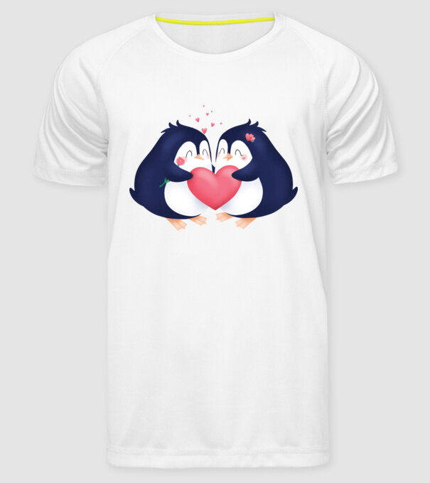 PINGUIN ÎNDRĂGOSTIT model alb pe tricou