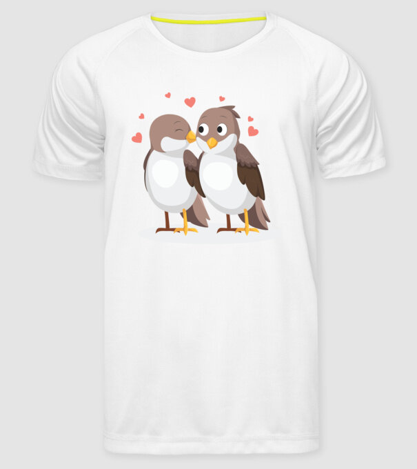 VRĂBII ÎNDRĂGOSTITE model alb pe tricou