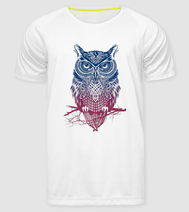 Bufniță colorată model alb pe tricou