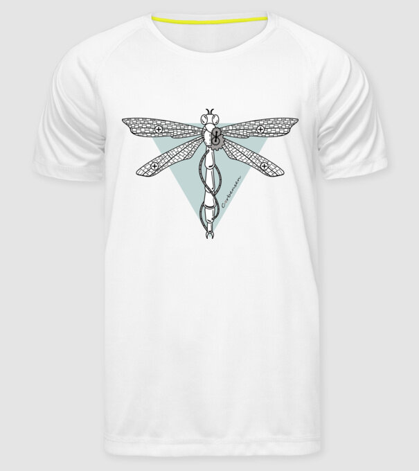 Libelulă model alb pe tricou