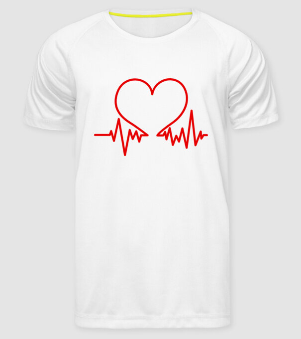 ECG inimă model alb pe tricou