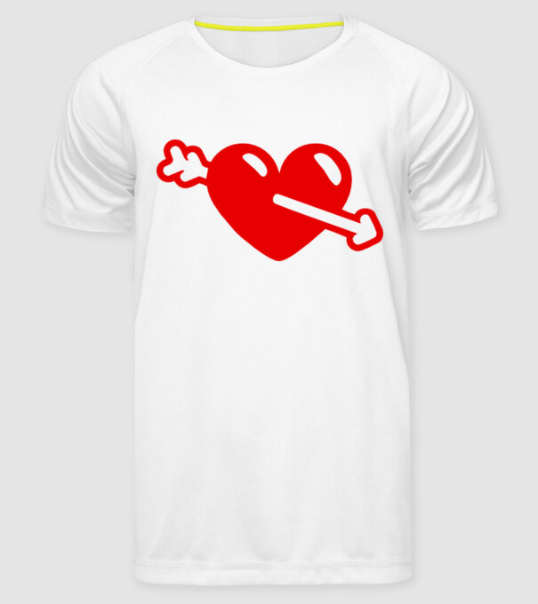 inimă cu săgeată model alb pe tricou