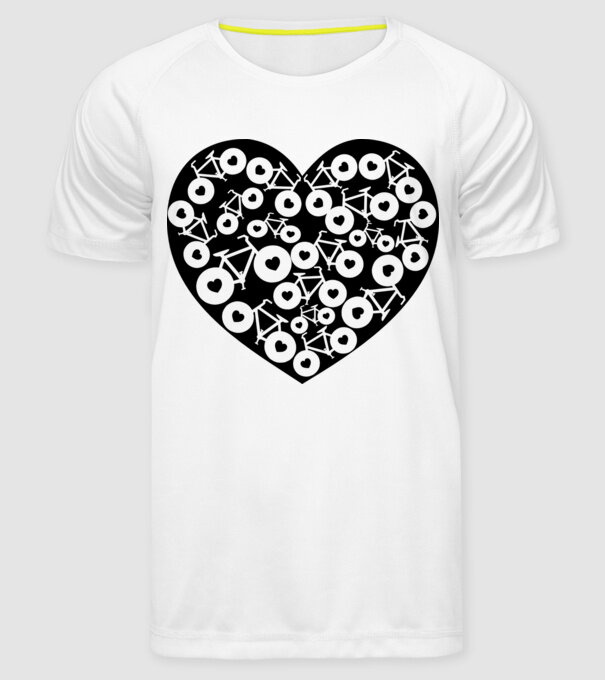 Inima bicicleta model alb pe tricou